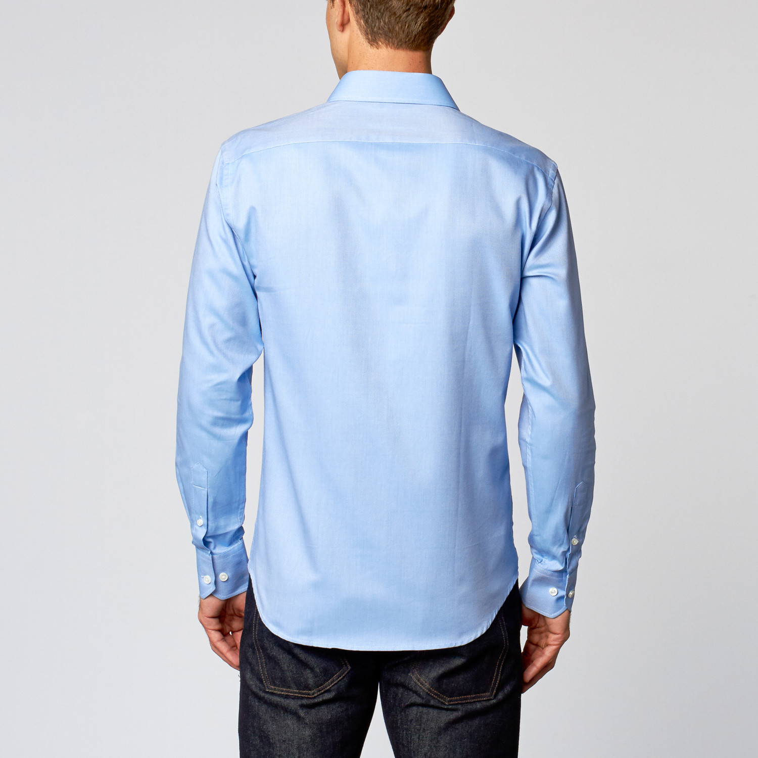 Textured Dress Shirt // Blue Satin (US: 16R) - Slim Fit Shirting ...