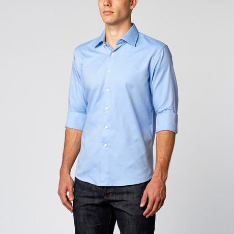 Textured Dress Shirt // Blue Satin (US: 14R)