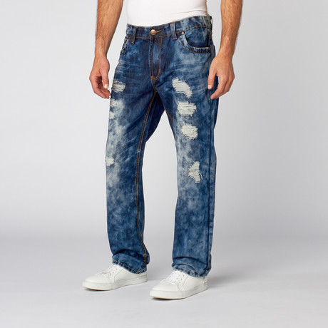 Original Straight Washed Denim // Acid Wash + Rips (32WX32L)