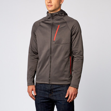 Hooded Perforated Fleece Jacket // Charcoal (S)