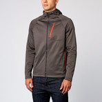 Hooded Perforated Fleece Jacket // Charcoal (M)