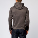 Hooded Perforated Fleece Jacket // Charcoal (L)