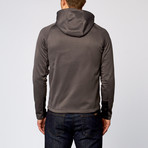 Hooded Perforated Fleece Jacket // Charcoal (M)