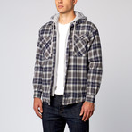Hooded Flannel Shirt // Blue (M)