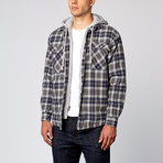 Hooded Flannel Shirt // Blue (S)