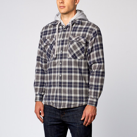 Hooded Flannel Shirt // Blue (S)