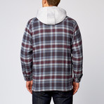 Full Zip Hooded Sherpa Lined Jacket // Blue (XL)