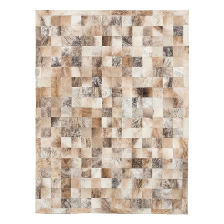 Cowhide Patch Beige + Cream Leather (4'11" x 6'6")