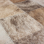 Cowhide Patch Beige + Cream Leather (4'11" x 6'6")