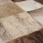 Cowhide Patch Light Brown + Cream Leather Rug