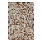 Cowhide Patch Light Brown + Cream Leather Rug