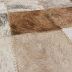 Cowhide Patch Cream + Light Brown Leather Rug