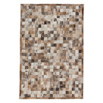 Cowhide Patch Cream + Light Brown Leather Rug