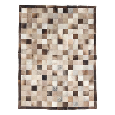 Cowhide Patch Cream, Medium + Dark Brown Leather (4'11" x 6'6")