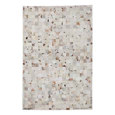 Cowhide Patch Cream Leather Rug