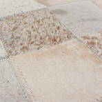 Cowhide Patch Cream Leather Rug