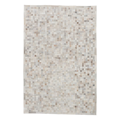 Cowhide Patch Light Cream Leather Rug