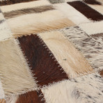 Cowhide Stiped Patch Cream + Dark Brown Leather