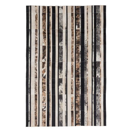 Cowhide Stripe Black + Cream Leather