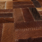 Cowhide Striped Patch Brown Leather