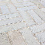 Cowhide Striped Patch Cream Leather