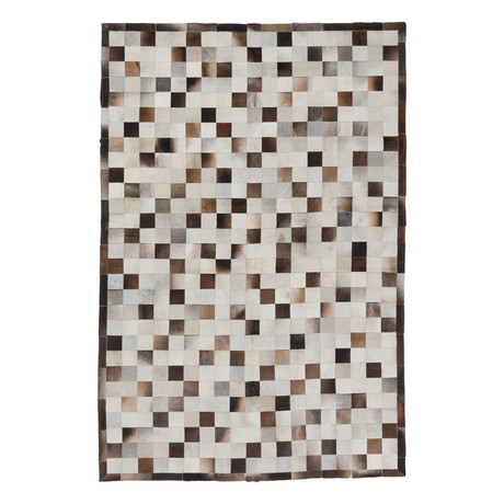 Cowhide Patch Cream + Dark Brown Leather // Small Squares