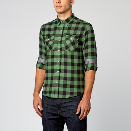 Long Sleeve Buffalo Flannel // Green (S)