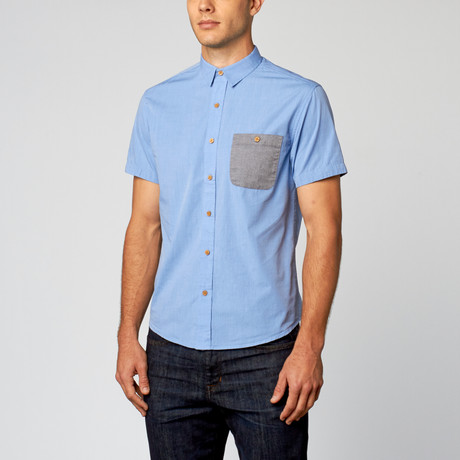 Short Sleeve Contrast Pocket // Light Blue Chambray (S)