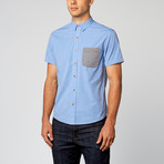 Short Sleeve Contrast Pocket // Light Blue Chambray (M)