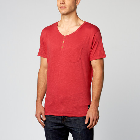 Slub Pocket Henley Tee // Red (S)