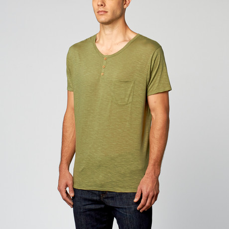 Slub Pocket Henley Tee // Green (S)