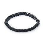 Armour Leather + Steel Bracelet // Double Black (20cm)