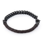 Armour Leather Steel Bracelet // Brown + Black (20cm)