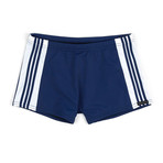 Freestyle Square Cut Swim Short // Navy Stripe (XL)