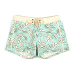 Pacific Floral Retro Swimmer Short // Seafoam (S)