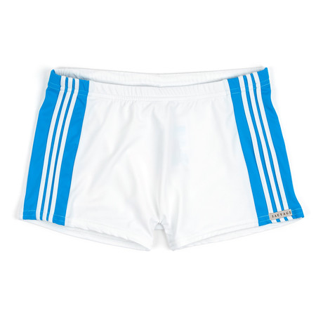 Freestyle Square Cut Swim Short // White Stripe (S)