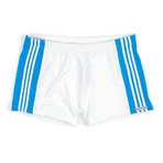 Freestyle Square Cut Swim Short // White Stripe (L)