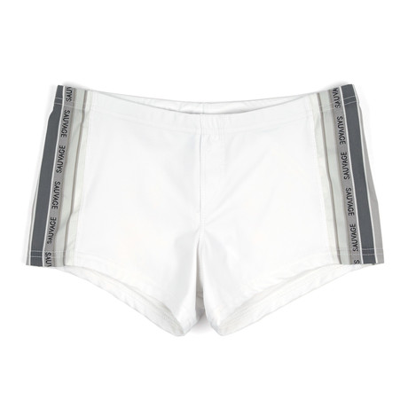 Square Cut Swim Short // White (S)