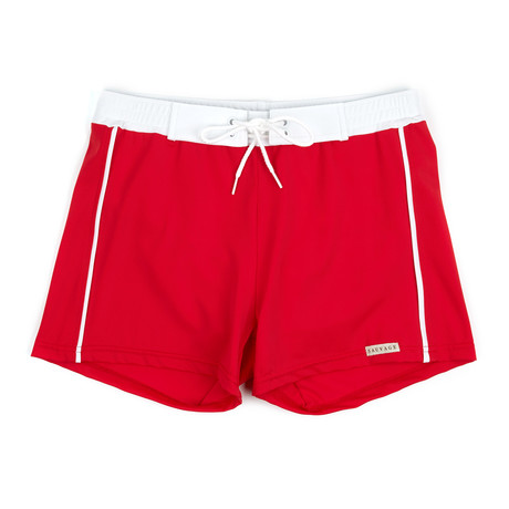Banded Swim Short // Red (S)