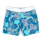 Island Board Short // Teal Paisley (L)