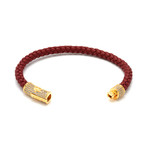 Crimson Studded Leather Bracelet