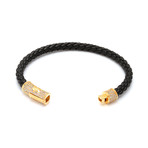 Black Studded Leather Bracelet (Silver Clasp)