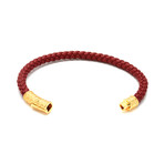 Greek Key Leather Bracelet (Crimson)