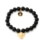 Onyx Ball Bead Bracelet + Medusa Charm