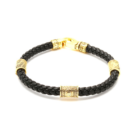 Hook Leather Bracelet // Gold