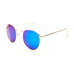 Unisex Madrid Sunglasses // Gold (Blue Mirror Lens)