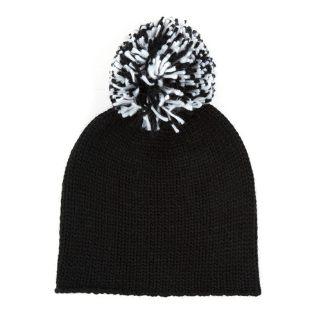 Cranium Big Pom Beanie // Black + White