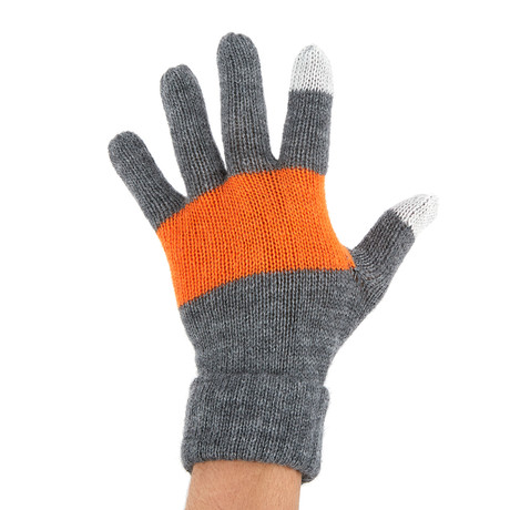 Memoir Striped Texting Glove // Heather + Cool Grey + Orange