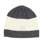 Sleet Striped Beanie // Heather Grey + White