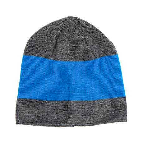 Sleet Striped Beanie // Heather Grey + Blue